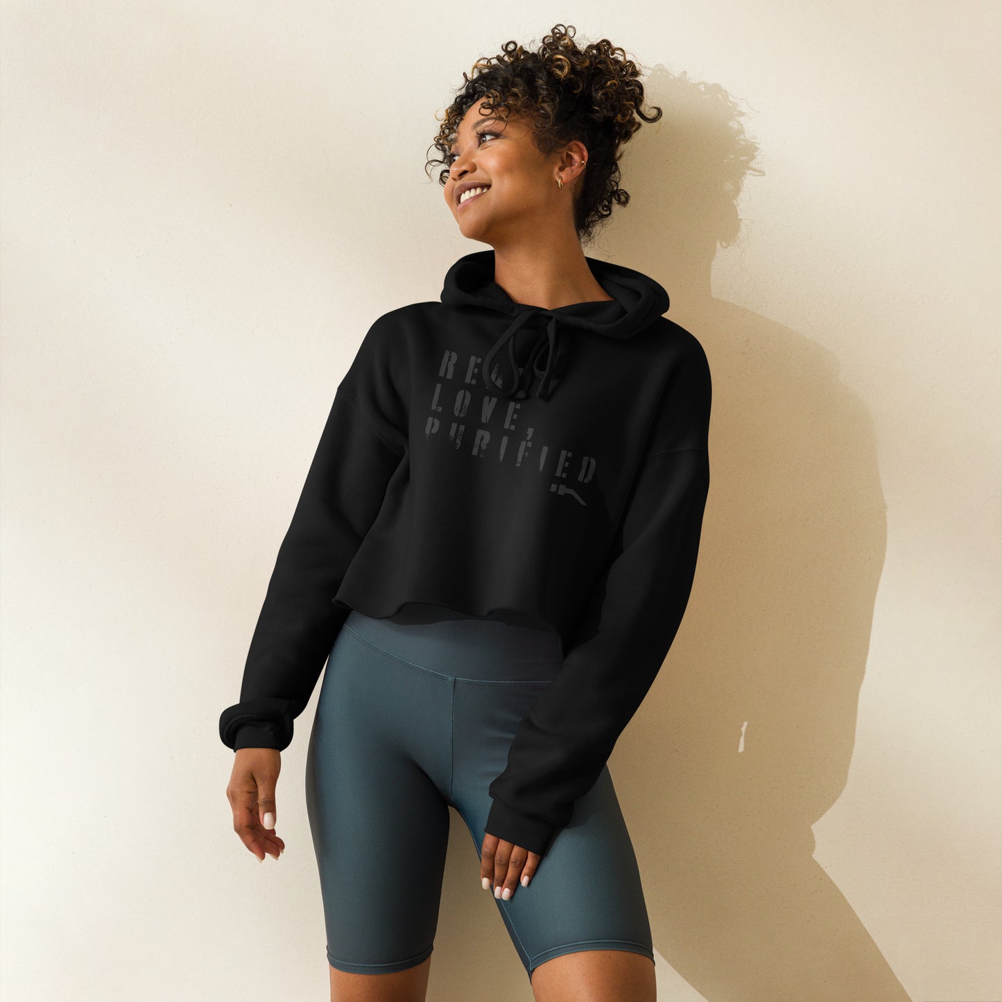 R L P Crop Hoodie Trendy Raw Hem Streetwear | Darc Muni