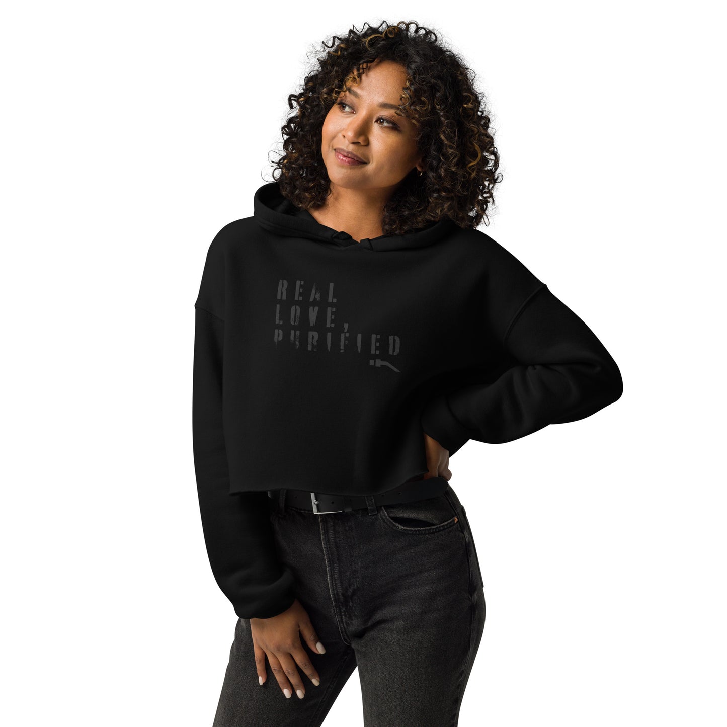 R L P Crop Hoodie Trendy Raw Hem Streetwear | Darc Muni