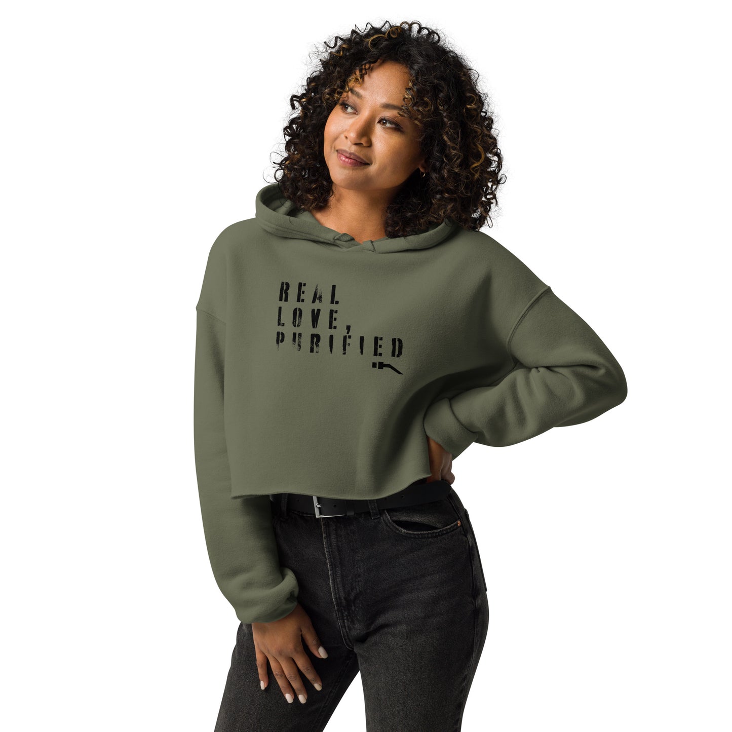 R L P Crop Hoodie Trendy Raw Hem Streetwear | Darc Muni