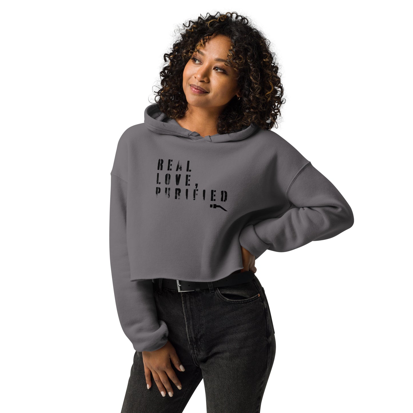 R L P Crop Hoodie Trendy Raw Hem Streetwear | Darc Muni